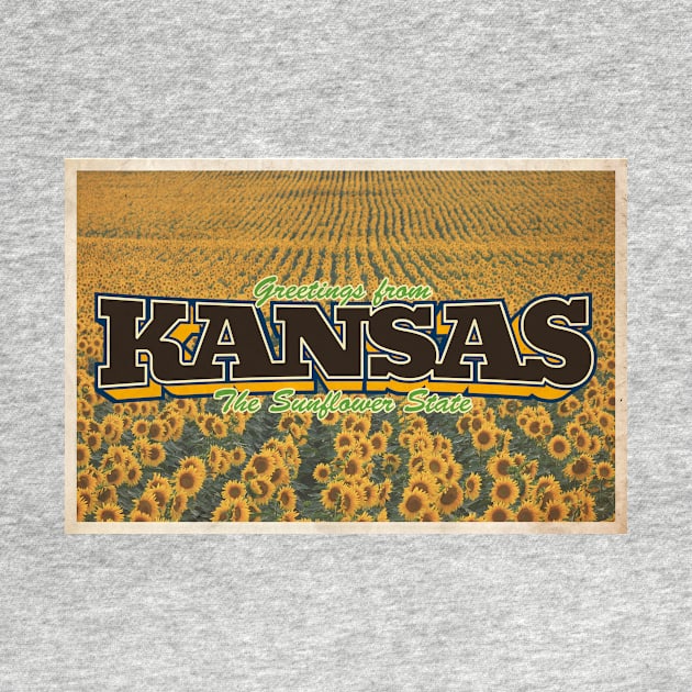 Greetings from Kansas - Vintage Travel Postcard Design by fromthereco